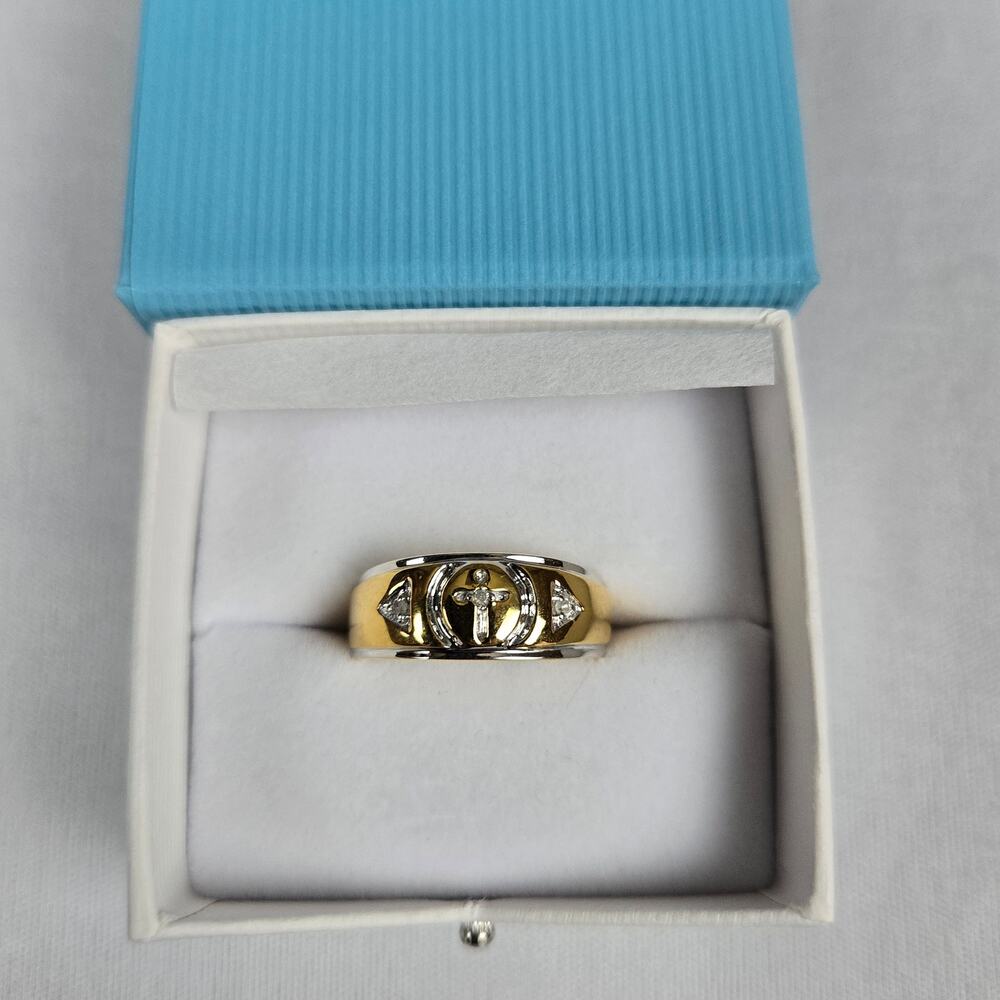 Diamond Ring with Gold over 925 Sterling Silver Size 9.5 Two Tone